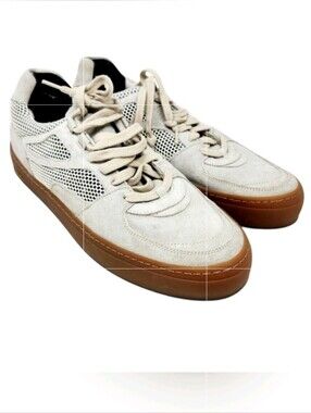 P448 | Women's Classic White and Brown Sneakers (EU Size 43/US Size 12)